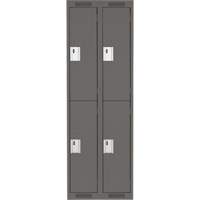 Clean Line Lockers, 2 -tier, Bank of 2, 24" x 18" x 72", Steel, Charcoal, Rivet (Assembled) WestPier