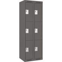 Clean Line Lockers, 3 -tier, Bank of 2, 24" x 18" x 72", Steel, Charcoal, Rivet (Assembled) WestPier