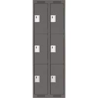Clean Line Lockers, 3 -tier, Bank of 2, 24" x 18" x 72", Steel, Charcoal, Rivet (Assembled) WestPier
