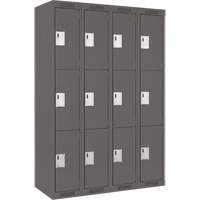 Casiers Clean Line, 3 niveaux, Bloc de 4, 48" x 18" x 72", Acier, Charbon, Rivet (assembl&eacute;) WestPier
