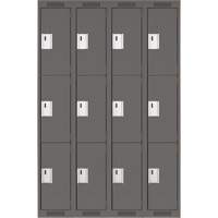 Casiers Clean Line, 3 niveaux, Bloc de 4, 48" x 18" x 72", Acier, Charbon, Rivet (assembl&eacute;) WestPier