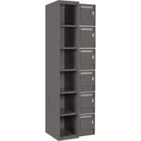 Clean Line Lockerette, 6 -tier, Bank of 4, 48" x 18" x 72", Steel, Charcoal, Rivet (Assembled) WestPier