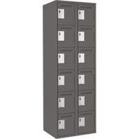 Clean Line Lockerette, 6 -tier, Bank of 2, 24" x 18" x 72", Steel, Charcoal, Rivet (Assembled) WestPier