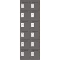 Clean Line Lockerette, 6 -tier, Bank of 2, 24" x 18" x 72", Steel, Charcoal, Rivet (Assembled) WestPier