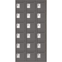 Clean Line Lockerette, 6 -tier, Bank of 3, 36" x 18" x 72", Steel, Charcoal, Rivet (Assembled) WestPier