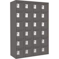 Clean Line Lockerette, 6 -tier, Bank of 4, 48" x 18" x 72", Steel, Charcoal, Rivet (Assembled) WestPier