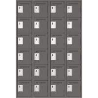 Clean Line Lockerette, 6 -tier, Bank of 4, 48" x 18" x 72", Steel, Charcoal, Rivet (Assembled) WestPier