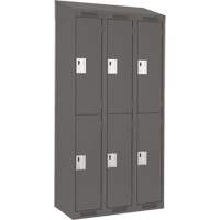 Clean Line Lockers, 2 -tier, Bank of 3, 36" x 18" x 78", Steel, Charcoal, Rivet (Assembled) WestPier