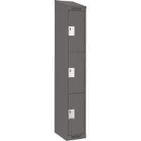 Clean Line Lockers, 3 -tier, 12" x 18" x 78", Steel, Charcoal, Rivet (Assembled) WestPier