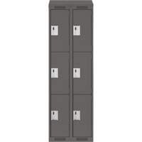 Clean Line Lockers, 3 -tier, Bank of 2, 24" x 18" x 78", Steel, Charcoal, Rivet (Assembled) WestPier
