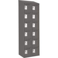 Clean Line Lockerette, 6 -tier, Bank of 2, 24" x 18" x 78", Steel, Charcoal, Rivet (Assembled) WestPier