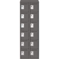 Clean Line Lockerette, 6 -tier, Bank of 2, 24" x 18" x 78", Steel, Charcoal, Rivet (Assembled) WestPier