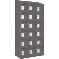 Clean Line Lockerette, 6 -tier, Bank of 3, 36" x 18" x 78", Steel, Charcoal, Rivet (Assembled) WestPier