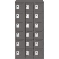 Clean Line Lockerette, 6 -tier, Bank of 3, 36" x 18" x 78", Steel, Charcoal, Rivet (Assembled) WestPier