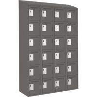 Clean Line Lockerette, 6 -tier, Bank of 4, 48" x 18" x 78", Steel, Charcoal, Rivet (Assembled) WestPier