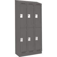 Clean Line Lockers, 2 -tier, Bank of 3, 36" x 18" x 82", Steel, Charcoal, Rivet (Assembled) WestPier