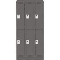 Clean Line Lockers, 2 -tier, Bank of 3, 36" x 18" x 82", Steel, Charcoal, Rivet (Assembled) WestPier