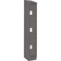 Clean Line Lockers, 3 -tier, 12" x 18" x 82", Steel, Charcoal, Rivet (Assembled) WestPier