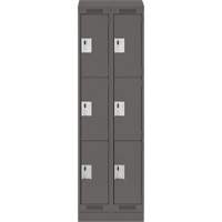 Clean Line Lockers, 3 -tier, Bank of 2, 24" x 18" x 82", Steel, Charcoal, Rivet (Assembled) WestPier