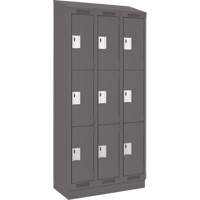 Clean Line Lockers, 3 -tier, Bank of 3, 36" x 18" x 82", Steel, Charcoal, Rivet (Assembled) WestPier