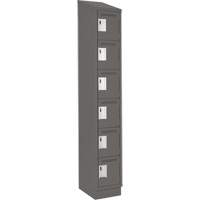 Clean Line Lockerette, 6 -tier, 12" x 18" x 82", Steel, Charcoal, Rivet (Assembled) WestPier
