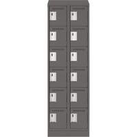 Clean Line Lockerette, 6 -tier, Bank of 2, 24" x 18" x 82", Steel, Charcoal, Rivet (Assembled) WestPier