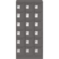 Clean Line Lockerette, 6 -tier, Bank of 3, 36" x 18" x 82", Steel, Charcoal, Rivet (Assembled) WestPier
