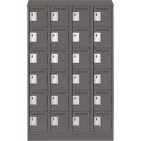 Clean Line Lockerette, 6 -tier, Bank of 4, 48" x 18" x 82", Steel, Charcoal, Rivet (Assembled) WestPier