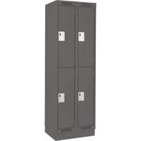 Clean Line Lockers, 2 -tier, Bank of 2, 24" x 18" x 76", Steel, Charcoal, Rivet (Assembled) WestPier