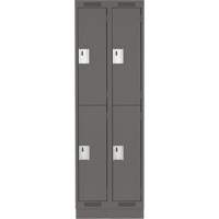 Clean Line Lockers, 2 -tier, Bank of 2, 24" x 18" x 76", Steel, Charcoal, Rivet (Assembled) WestPier