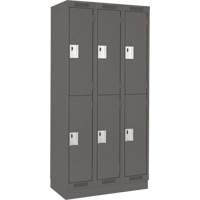 Clean Line Lockers, 2 -tier, Bank of 3, 36" x 18" x 76", Steel, Charcoal, Rivet (Assembled) WestPier