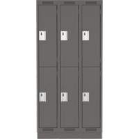 Clean Line Lockers, 2 -tier, Bank of 3, 36" x 18" x 76", Steel, Charcoal, Rivet (Assembled) WestPier