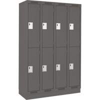 Clean Line Lockers, 2 -tier, Bank of 4, 48" x 18" x 76", Steel, Charcoal, Rivet (Assembled) WestPier