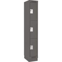 Clean Line Lockers, 3 -tier, 12" x 18" x 76", Steel, Charcoal, Rivet (Assembled) WestPier