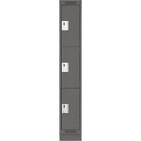 Clean Line Lockers, 3 -tier, 12" x 18" x 76", Steel, Charcoal, Rivet (Assembled) WestPier