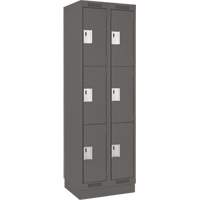 Clean Line Lockers, 3 -tier, Bank of 2, 24" x 18" x 76", Steel, Charcoal, Rivet (Assembled) WestPier
