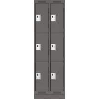 Clean Line Lockers, 3 -tier, Bank of 2, 24" x 18" x 76", Steel, Charcoal, Rivet (Assembled) WestPier