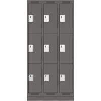 Clean Line Lockers, 3 -tier, Bank of 3, 36" x 18" x 76", Steel, Charcoal, Rivet (Assembled) WestPier