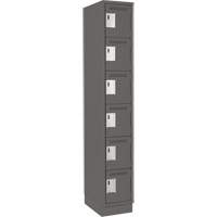 Clean Line Lockerette, 6 -tier, 12" x 18" x 76", Steel, Charcoal, Rivet (Assembled) WestPier