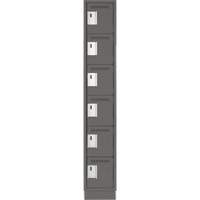 Clean Line Lockerette, 6 -tier, 12" x 18" x 76", Steel, Charcoal, Rivet (Assembled) WestPier