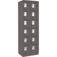 Clean Line Lockerette, 6 -tier, Bank of 2, 24" x 18" x 76", Steel, Charcoal, Rivet (Assembled) WestPier