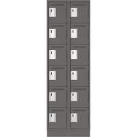 Clean Line Lockerette, 6 -tier, Bank of 2, 24" x 18" x 76", Steel, Charcoal, Rivet (Assembled) WestPier