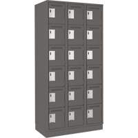 Clean Line Lockerette, 6 -tier, Bank of 3, 36" x 18" x 76", Steel, Charcoal, Rivet (Assembled) WestPier
