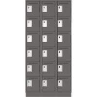 Clean Line Lockerette, 6 -tier, Bank of 3, 36" x 18" x 76", Steel, Charcoal, Rivet (Assembled) WestPier