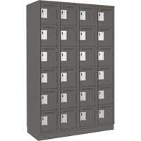 Clean Line Lockerette, 6 -tier, Bank of 4, 48" x 18" x 76", Steel, Charcoal, Rivet (Assembled) WestPier
