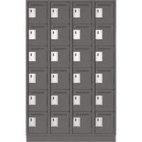 Clean Line Lockerette, 6 -tier, Bank of 4, 48" x 18" x 76", Steel, Charcoal, Rivet (Assembled) WestPier