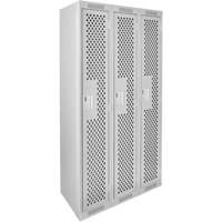 Clean Line Lockers, Bank of 3, 36" x 15" x 72", Steel, Grey, Rivet (Assembled), Perforated WestPier