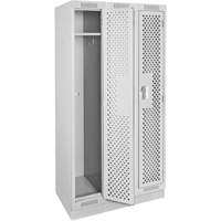 Clean Line Lockers, Bank of 3, 36" x 18" x 76", Steel, Grey, Rivet (Assembled), Perforated WestPier