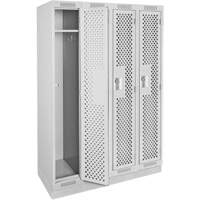Clean Line Lockers, Bank of 4, 48" x 18" x 76", Steel, Grey, Rivet (Assembled), Perforated WestPier