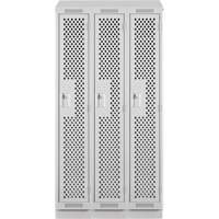 Clean Line Lockers, Bank of 3, 36" x 18" x 82", Steel, Grey, Rivet (Assembled), Perforated WestPier